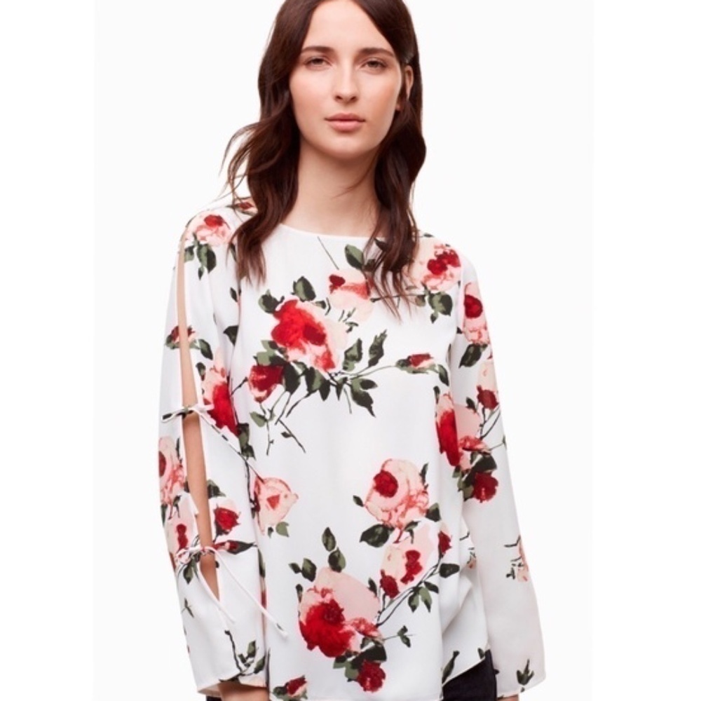WILFRED White Floral Pozzi Cold Shoulder Blouse Small